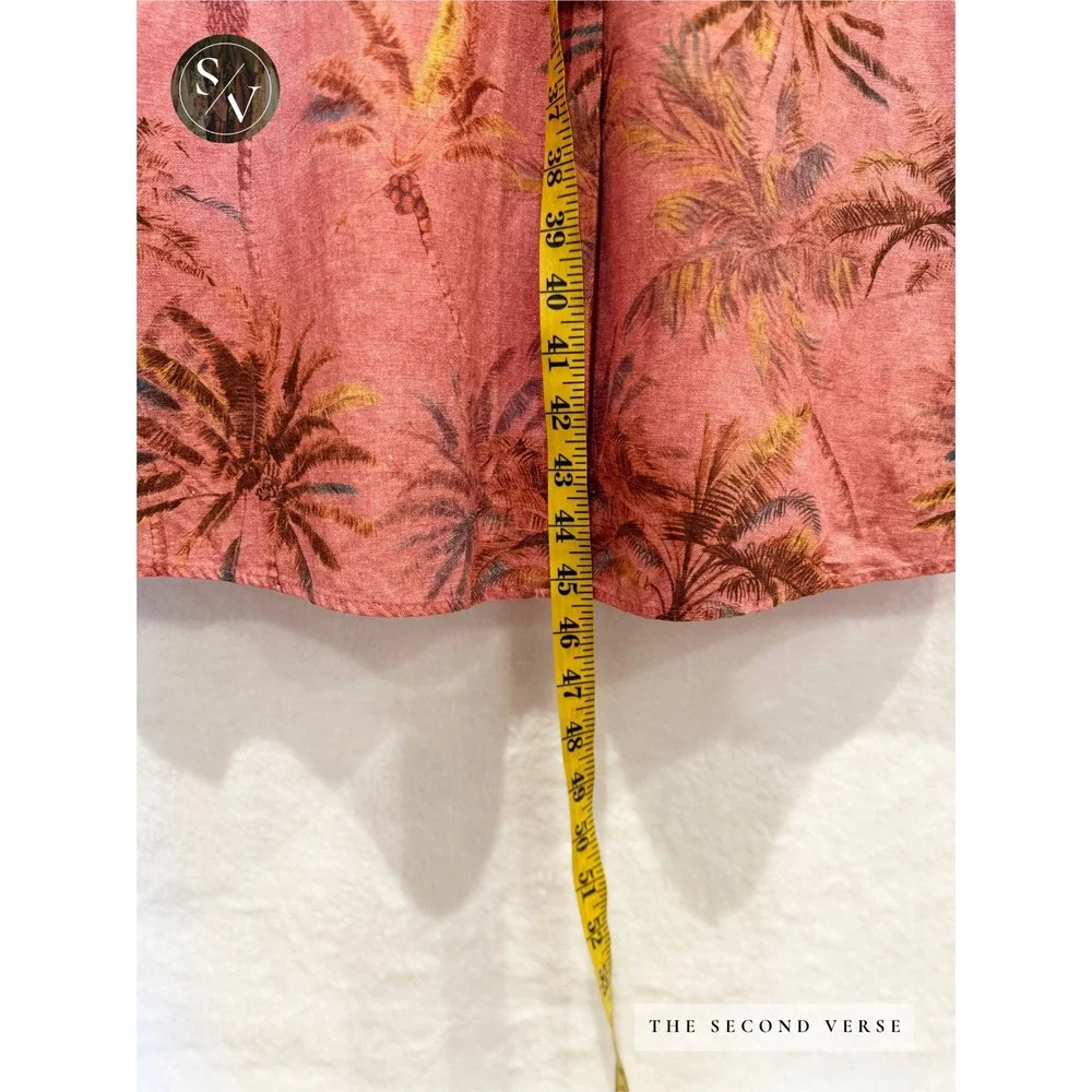 Zara Tropical Palm Leaf Cotton Linen Blend Button Front Midi Dress Size Large - Picture 9 of 11